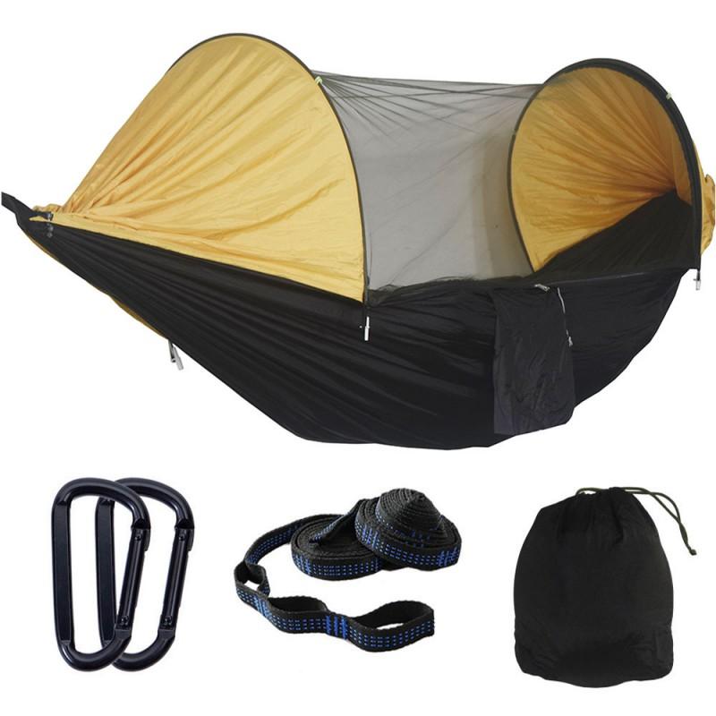 Portable Nylon Hammock With Mosquito Net Canopy Camping Hiking Outdoor Relaxation