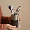 Titanium Tea Ceremony Tools Set With Ebony Wood Handle Six Piece Accessories Gourmet Brewing Office Use