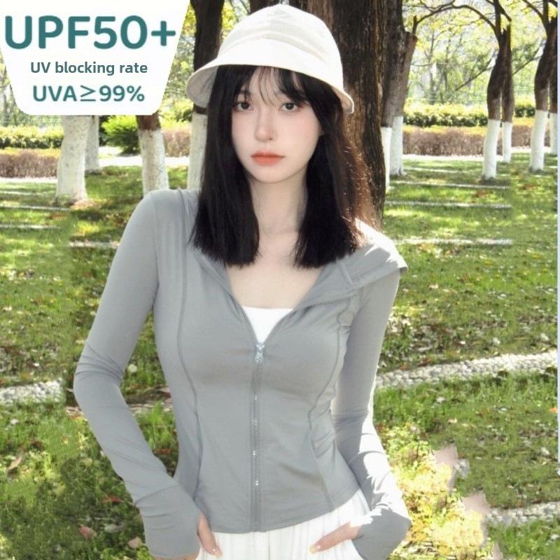 Женский тонкий кардиган Ice Silk с защитой от солнца UPF50+ и капюшоном для летней йоги