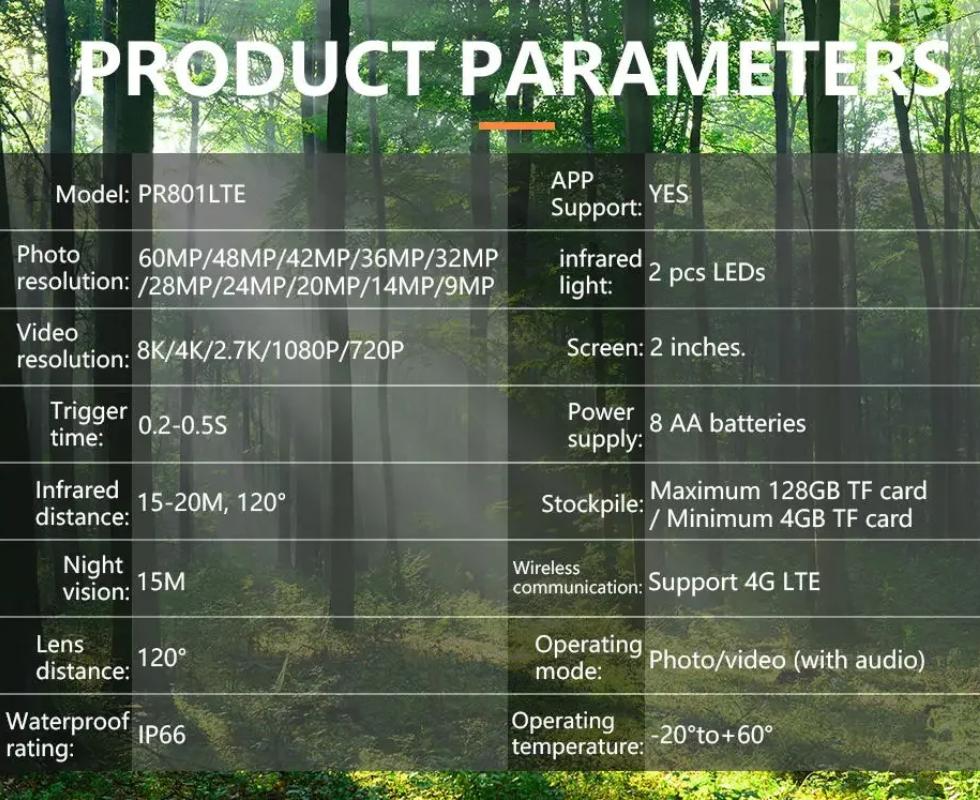 2025 4G LIVE Trail Camera APP Control IR Night Vision Hunting Trap HD Camera 60MP 8K with SIM Card Cellular Mobile Wildlife Cam