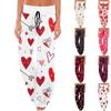 Women's Comfy Pajama Pants Pocket Valentine's Day Print Drawstring Wide Leg Pants