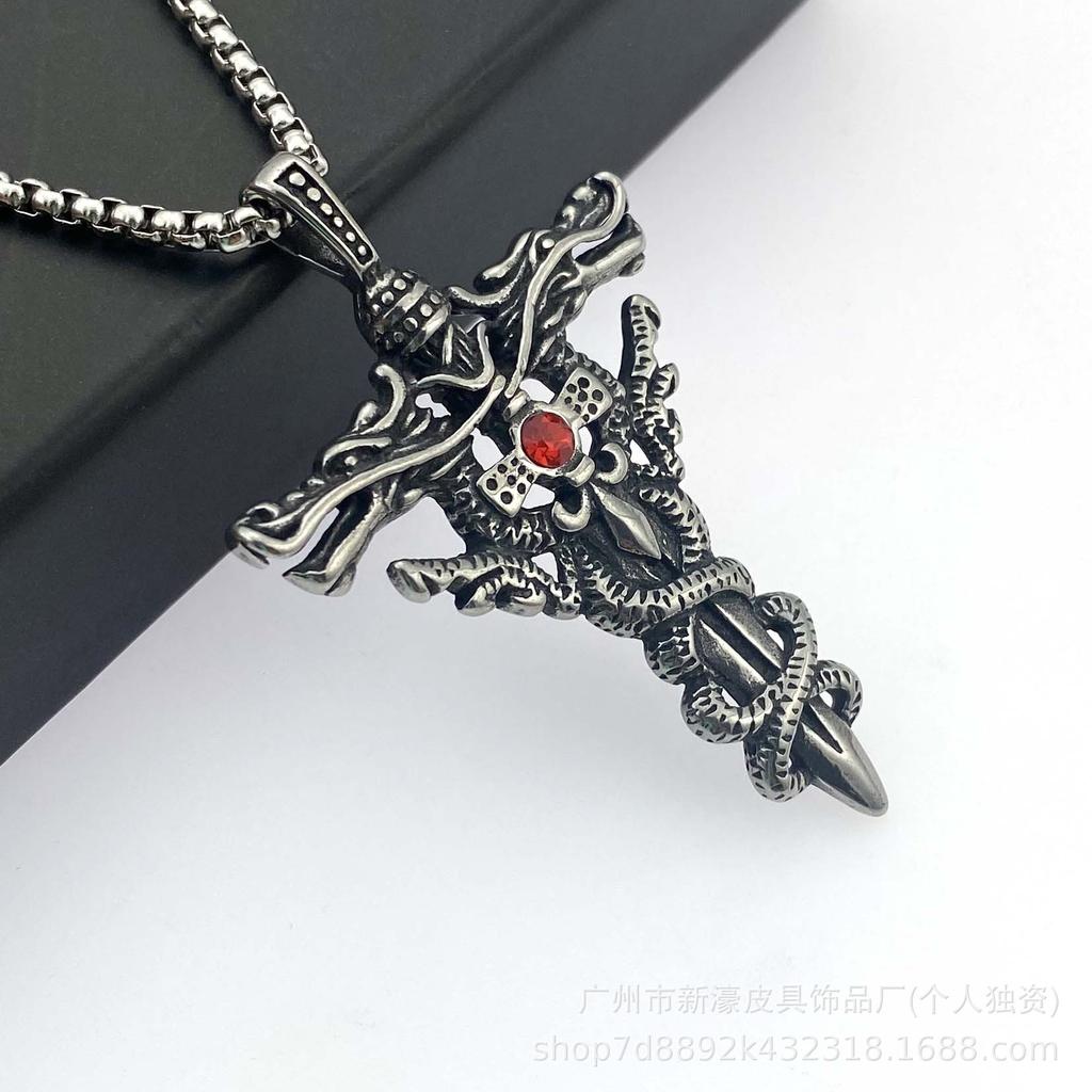 Аксессуары, хип-хоп личность тренд мода двойной дракон магический меч нержавеющая сталь кулон титановая сталь ожерелье кулон