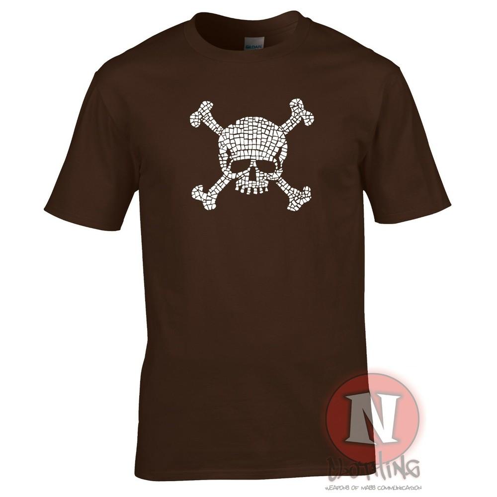 Skull And Crossbones TShirt Mosaic Style Pirate Grunge Tee