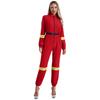 Complete Firefighter Outfit for Women S-3XL: Long Sleeve Belted Romper with Stand Collar, Halloween & Club Party Costume