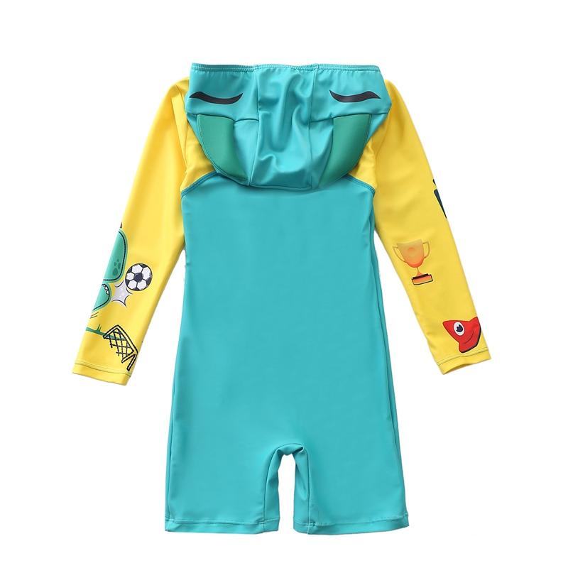 Цельный купальник для мальчиков от 1 до 7 лет, купальный костюм на молнии для малышей, купальный костюм с капюшоном, детский купальник с рисунком для маленьких мальчиков