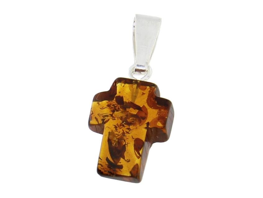 Silver Pendant with Amber Cat with Bow Women' Silver Cat Pendant