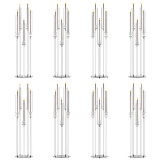 Candle Holder Centerpiece Candelabra Centerpieces, Tall Candelabra, Clear Taper Candlestick Holder, 5 Arm Candlesticks Acrylic Wedding with Shade, LED