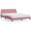 VidaXL Bed Frames with Headboard, Upholstered Bed with Slatted Base, Double Bed with Bedroom Footboard, Pink 373217