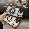 Luxury Plating Stand Magnetic Case For iPhone 17 Air 16 15 14 13 12 11 Pro Max Lens Films Transparent Holder Clear Back Cover