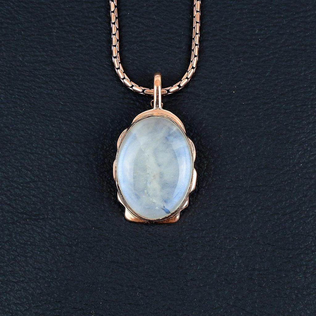 Радужный лунный камень драгоценный камень ручной работы медные украшения потрясающий кулон