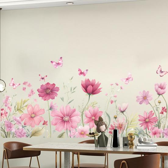 Наклейка на стену романтический цветочный узор бабочки самоклеящаяся отличная липкость противоскользящая влагостойкая наклейка для украшения стены спальни гостиной