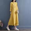 Spring Autumn Womens Dresses Vestidos Robe Elbise Loose Plus Size Cotton Linen Double Layer Long Dress