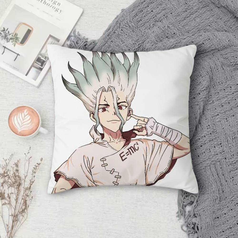 D-Dr. Stone Double-Sided Printed Square Pillow Cover Decorative Cushion Cover For Sofa Bedroom Bedside