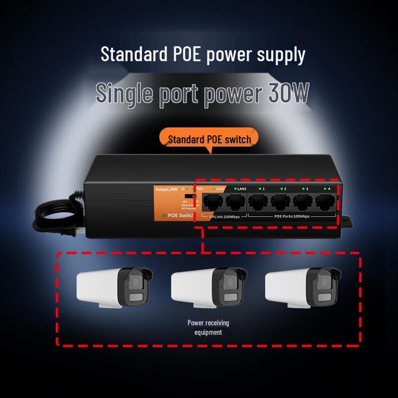 keepLINKAI 6-Port 100Mbps PoE Switch (52W)