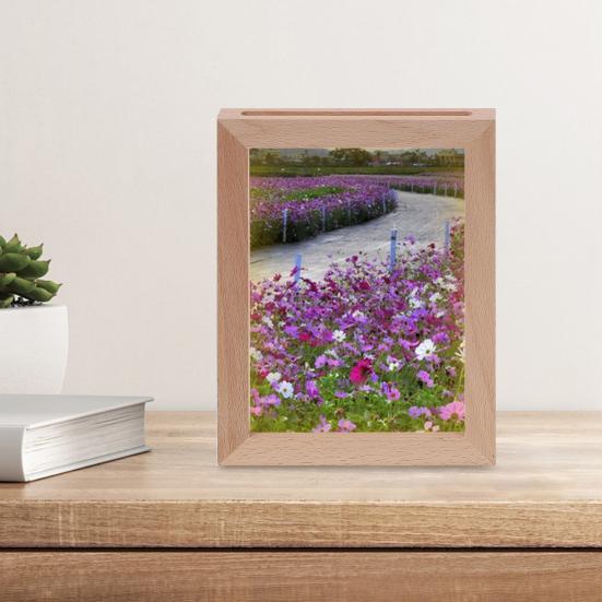 Light-up Photo Frame LED Glowing Picture Stand Lighted Wooden Picture Frame Desk Light for Home Bedroom Living Room Decor