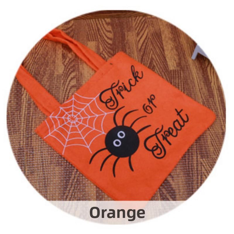 Сумка-тоут Тыква на Хэллоуин Жуткая детская нетканая с украшениями в виде пауков Жуткие пакеты для конфет