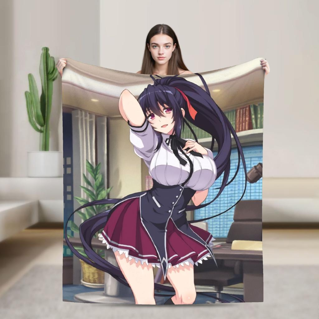High School DxD Flannel Blanket Anime Super Warm Throw Blanket for Living Room Decorative Funny Bedspread Sofa Bed Cover