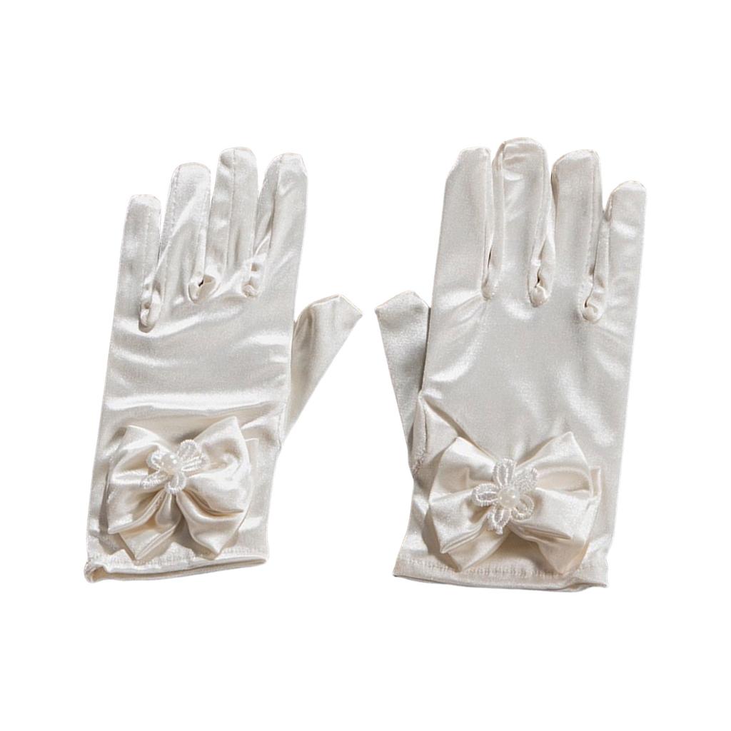 Bowknot Gloves for Ceremony School Boys and Girls Bowknot Elastic Gloves for Dress Etiquette Gloves Stage Performances