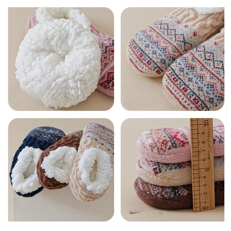Lamb wool floor socks autumn and winter fleece thickened women's winter indoor adult warm home shoes and socks