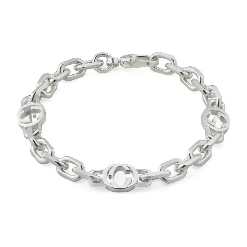 925 Sterling Silver Double G Interlocking Necklace and Bracelet Set