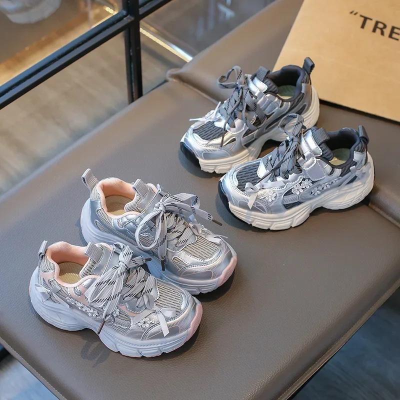 2024 New Girls Sneakers Thick Bottom Non-slip Children Tennis Shoes Fashion New Kids Causal School Sports Shoes Chunky Versatile