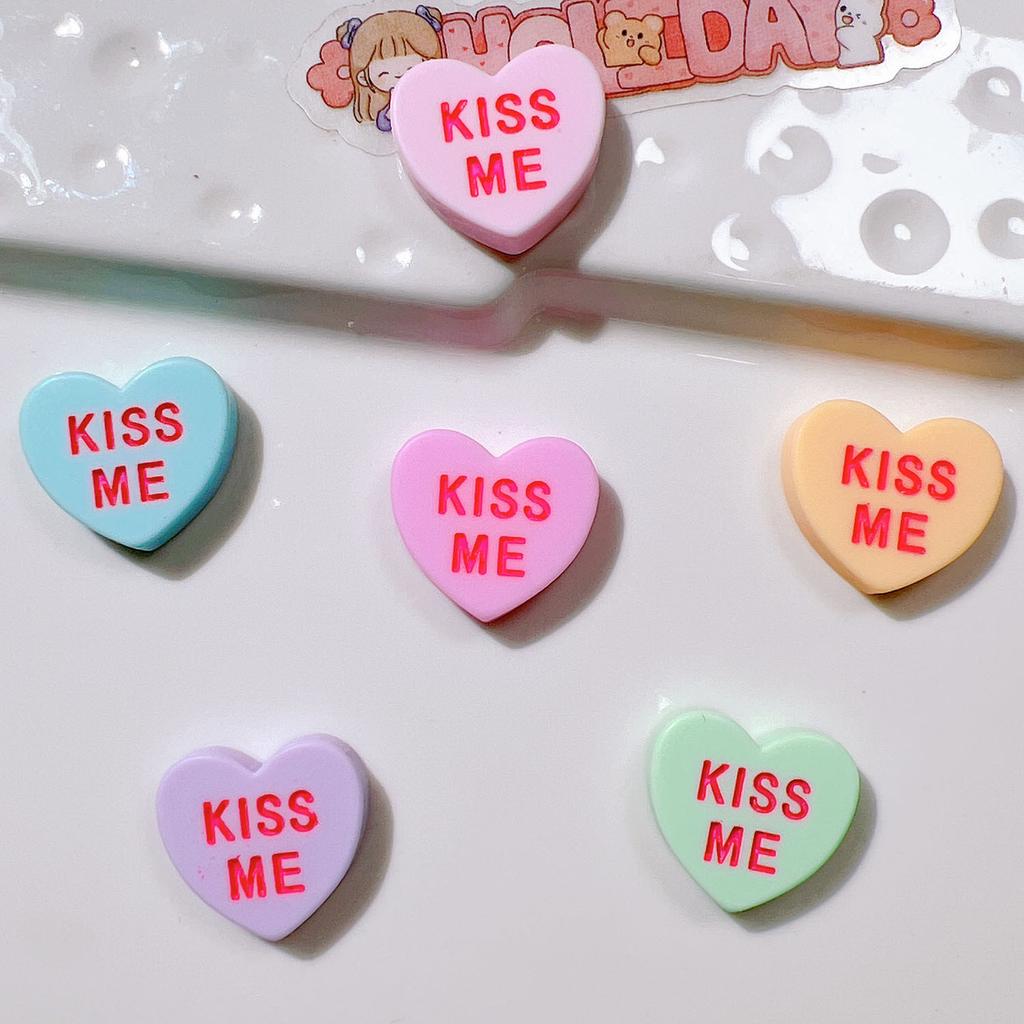 10 шт. Новые Милые Мультяшные Сердечки Серии KISS ME Плоская Основа Украшение Бижутерия Банты Аксессуары