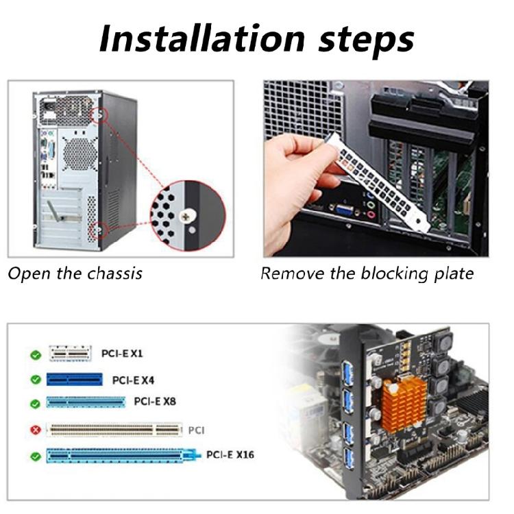 USB3.0 PCIE Expansion Card Adapter External PCIE Extender PCIE Card 7 Port USB3.0 Adapter for Desktop Equipment