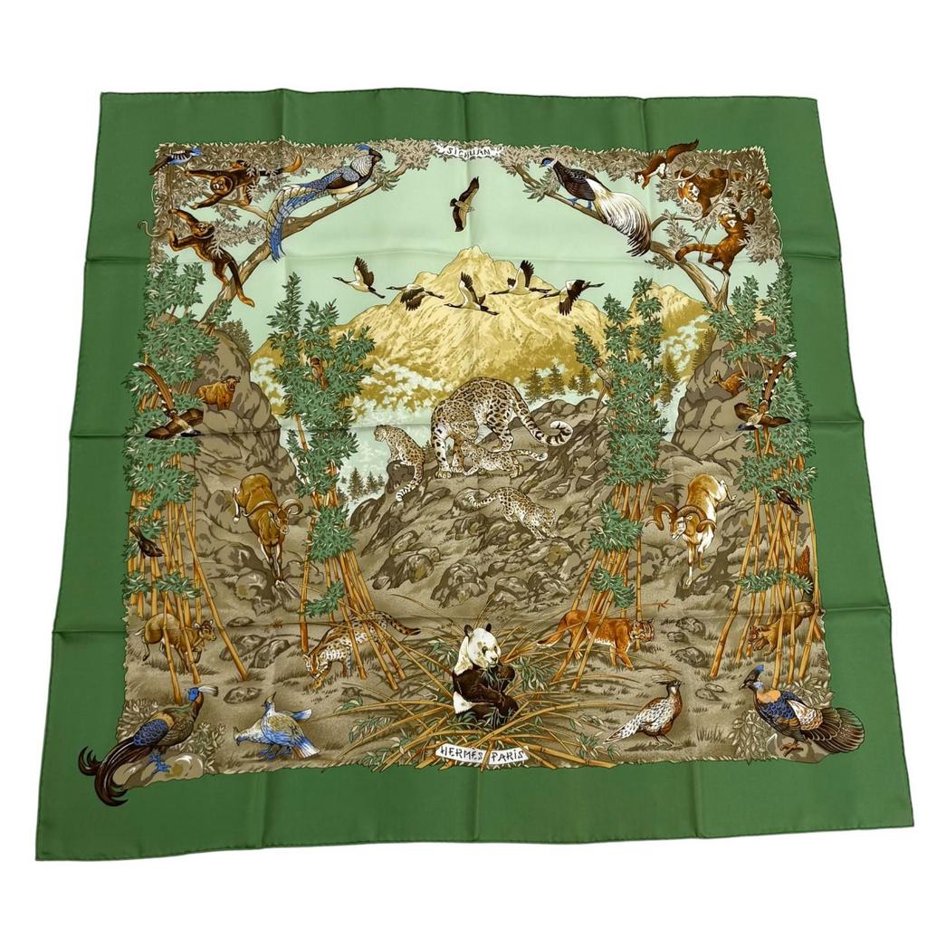 Excellent HERMES scarf Sichuan SICHUAN animal Multi silk Women Used