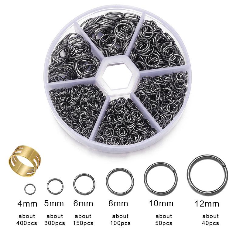 1040 шт. Коробка Железные соединительные кольца для DIY украшений ручной работы - Одинарные / Закрытые кольца