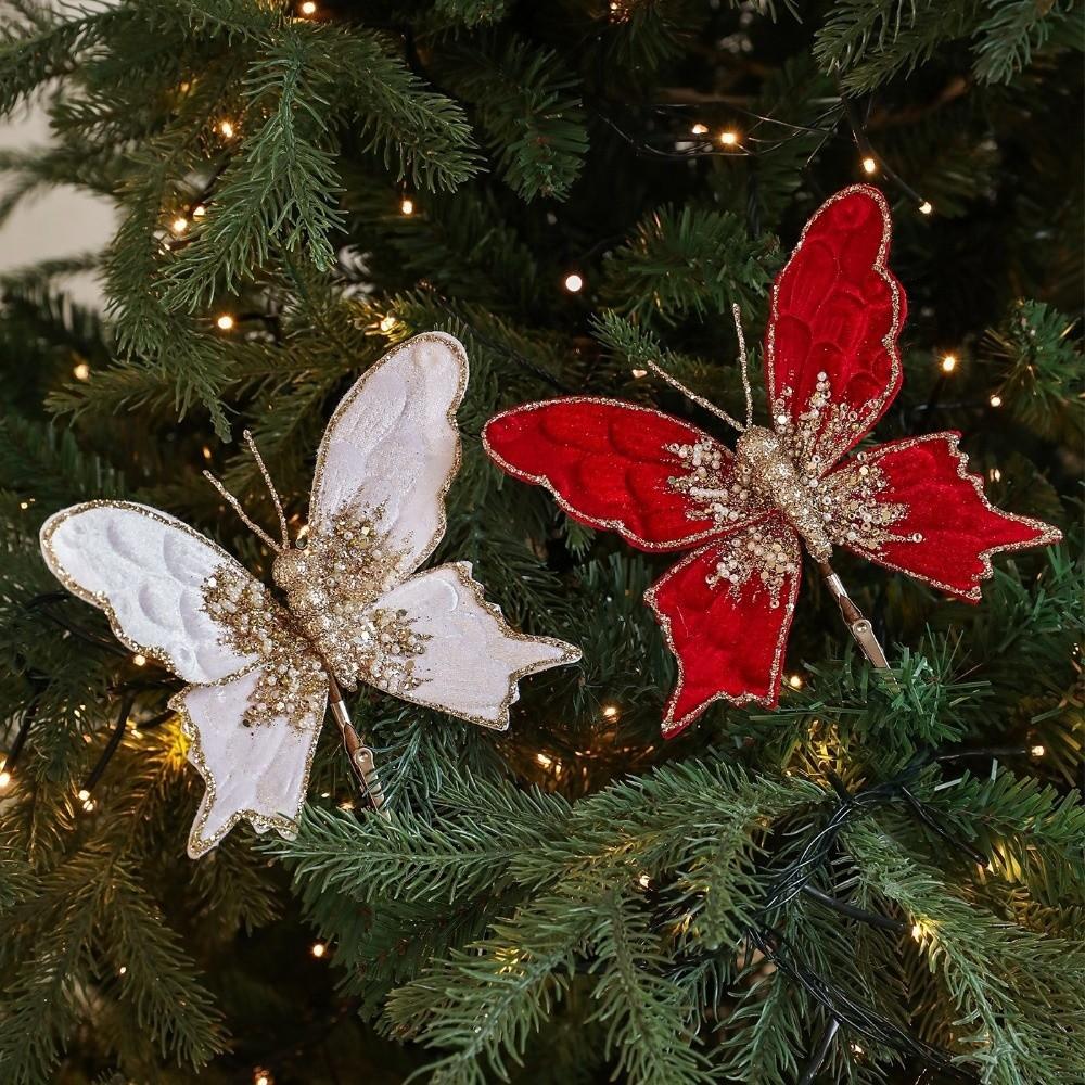 Sequins Artificial Butterfly Clip Simulated Christmas Tree Decoration Home Party