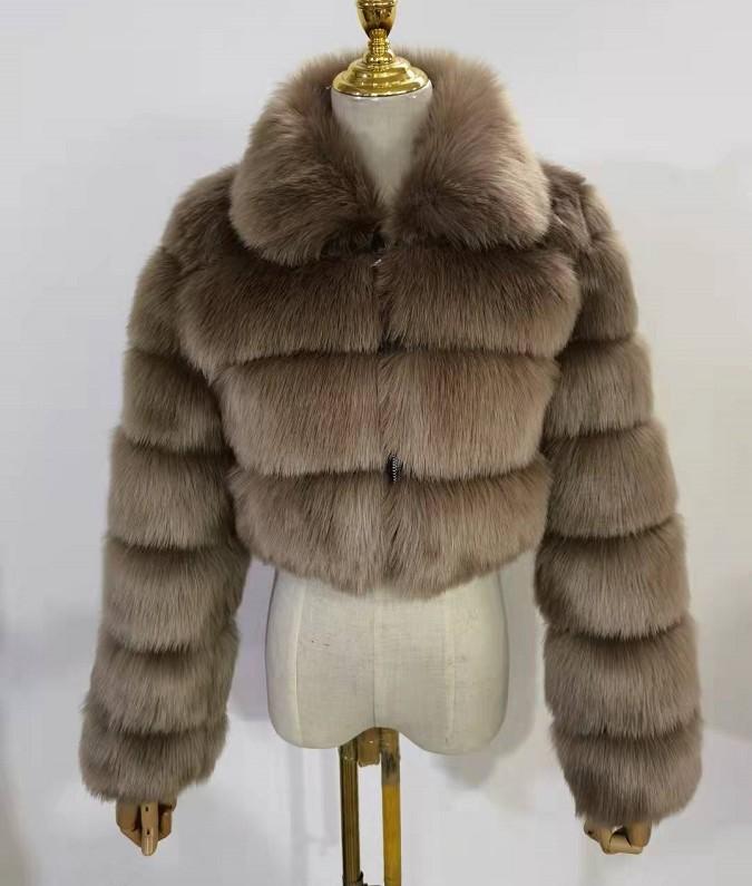 Меховая европейская и американская меховая куртка splicing imitation fox hair короткий воротник куртка с длинным рукавом женская одежда
