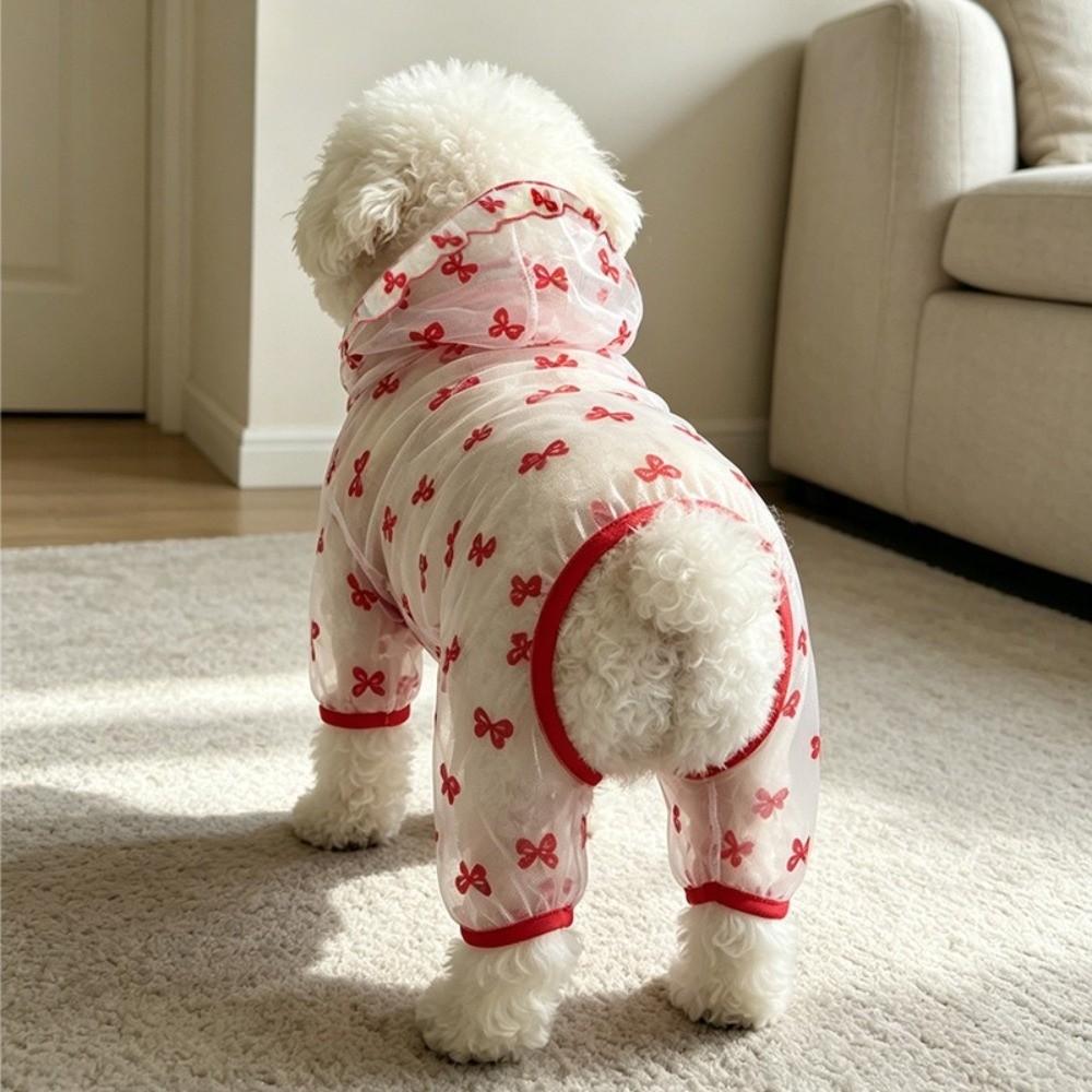 Four Legged Dog summer Clothes Breathable Pet Mesh Jumpsuit Cover Hooded Sunscreen Clothing Cat
