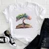 (Asian Size) Short Sleeve Tee Top Feather Watercolor 90s Cute Style Fashion Tshirt Women Clothing Casual Print Lady Female Graphic T-shirt