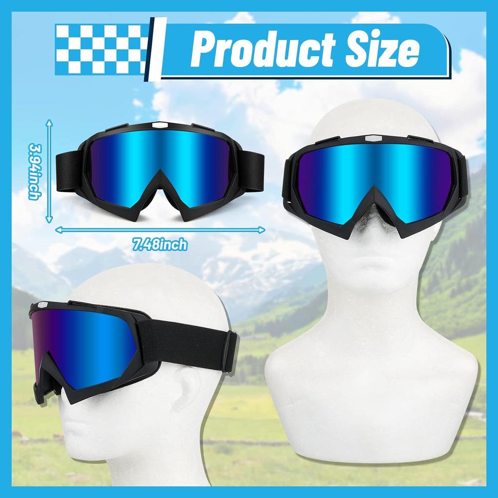 Tallew 4 Pack Dirt Bike Riding Goggle Motorcycle Goggle with off Road ATV UTV Anti Scratch for Men Women(Simple Color)