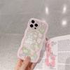 Cute Pink Flower Rabbit Wave Phone Case With Beacelet For Iphone 13 12 11 Pro Xs Max X Xr 7 8 Plus Kawaii Cover Funda
