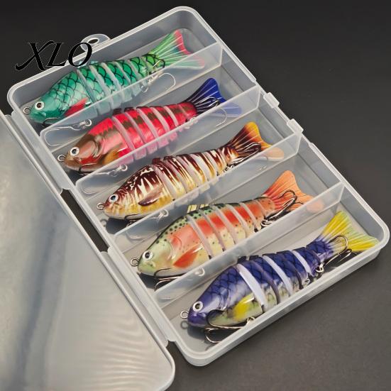 Fishing Gifts for Men 5Pcs/Set Hard Lures, Bass Baits with Metal Effective Bait Hooks, Reusable Realistic Lures Anglers Freshwater Saltwater Gear