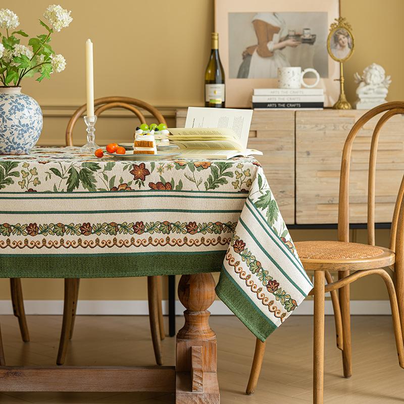 Atmospheric Dining Table Tablecloth Retro Pastoral Cover Cloth Light Luxury High-End Rectangular Fabric Coffee Table Tablecloth