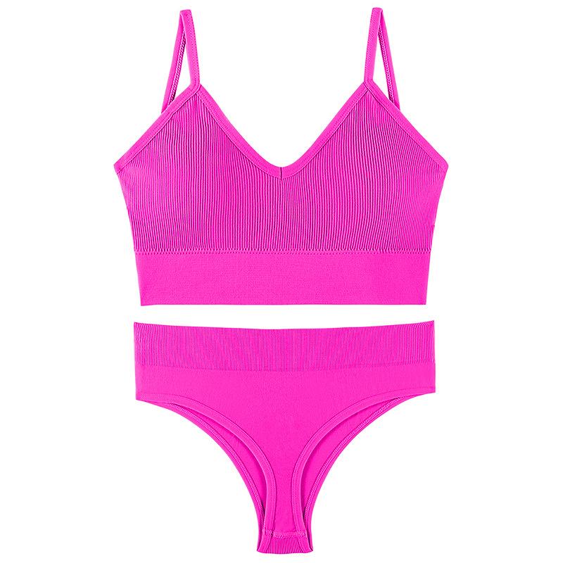 2Pcs Underwear Set Bra Set Women Panties Sexy G-String Seamless Bralette Female Wire Free Bra Sexy Panty Set Lingerie Soft Tank Crop Top Sleeping Bra