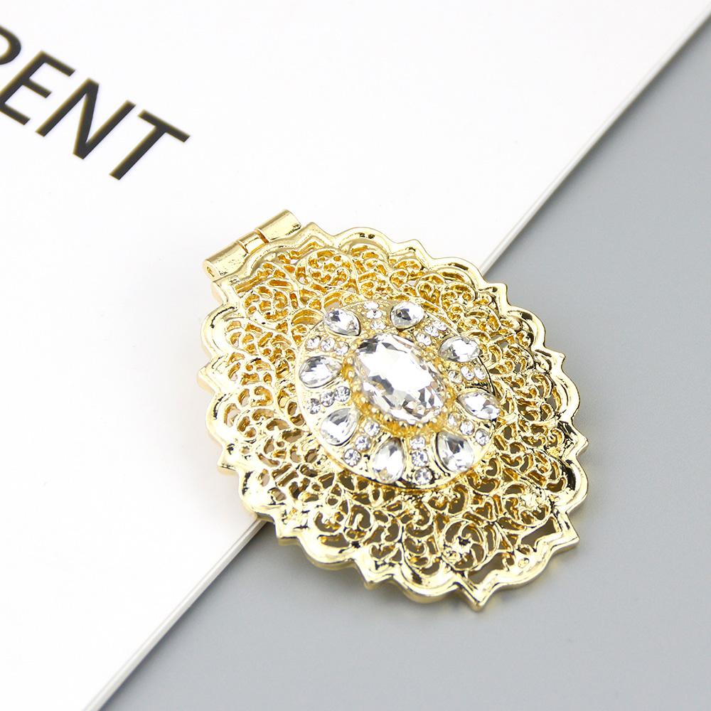 Gold Jewelry Women's Brooch Round Crystal Brooch Arabian Bride Bijoux Brooch Pendant Dual Purpose
