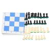 Chess Game Set Plastic 32 Chess Pieces Chessmen with 13.8 Inch PU Leather Blue White Chessboard for Home Travel