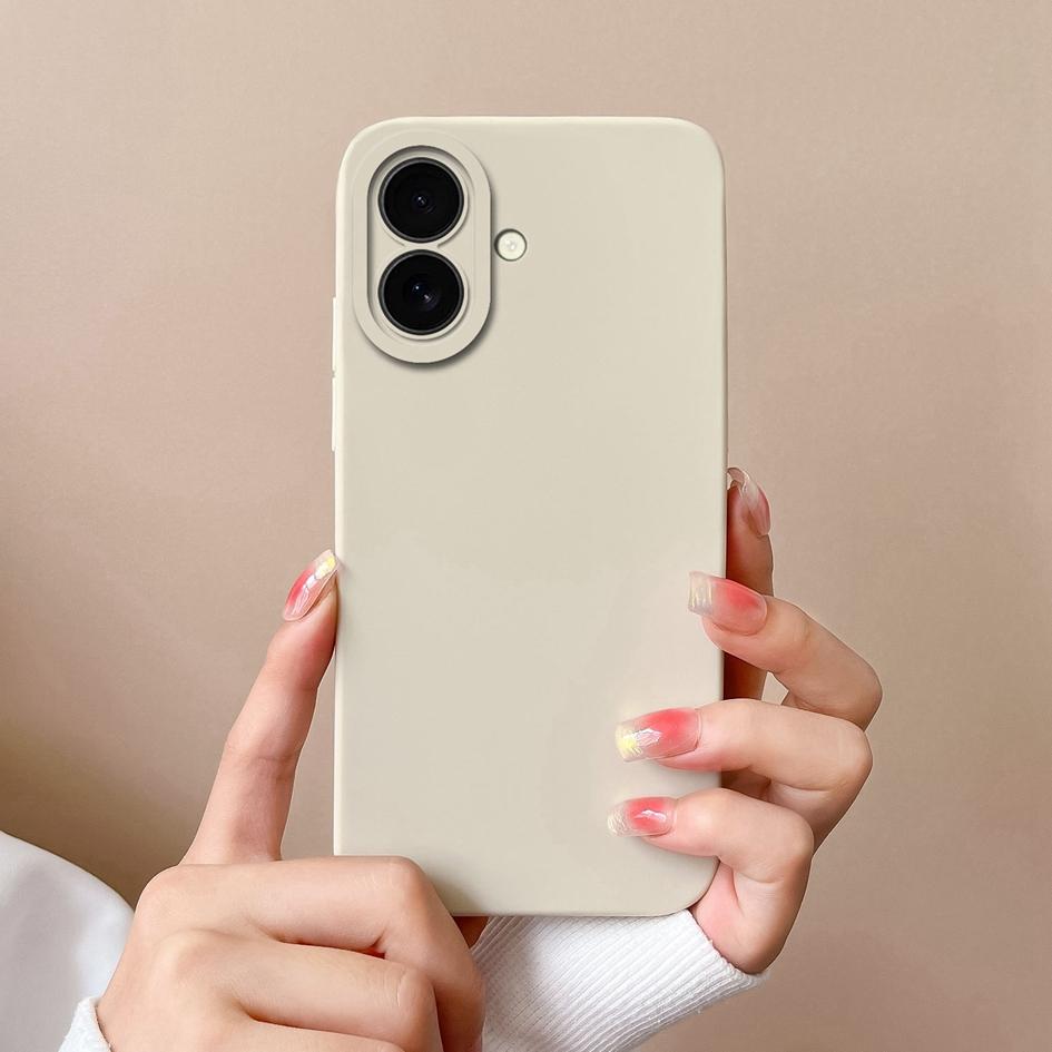 Чехол для Apple iPhone 16 Pro Max 16plus, однотонный узор, эстетичный стиль, жидкий силиконовый противоскользящий протектор экрана для iPhone, чехол-бампер Capas