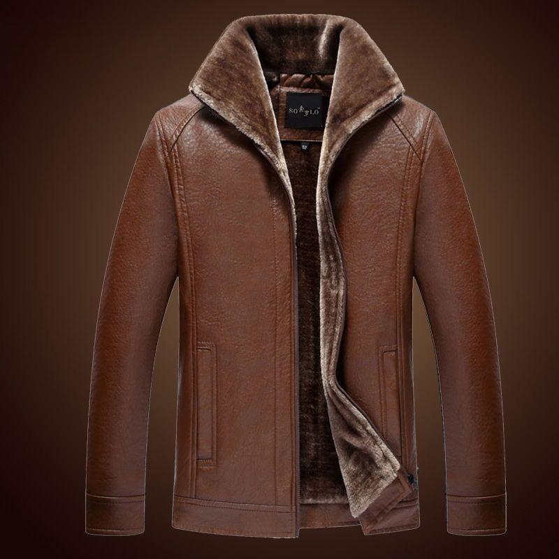 Мужская зимняя повседневная модная кожаная куртка Повседневная кожаная куртка Мужской топ