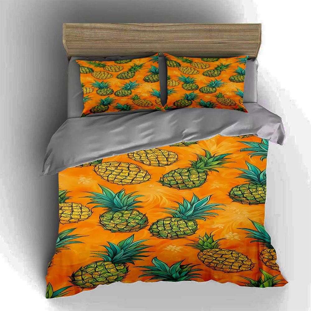 Pineapple tropical print. Bedding Duvet cover sets Duvet covers Pillowcases gifts (1 * Duvet Cover 2 * Pillowcases, without duvet insert)