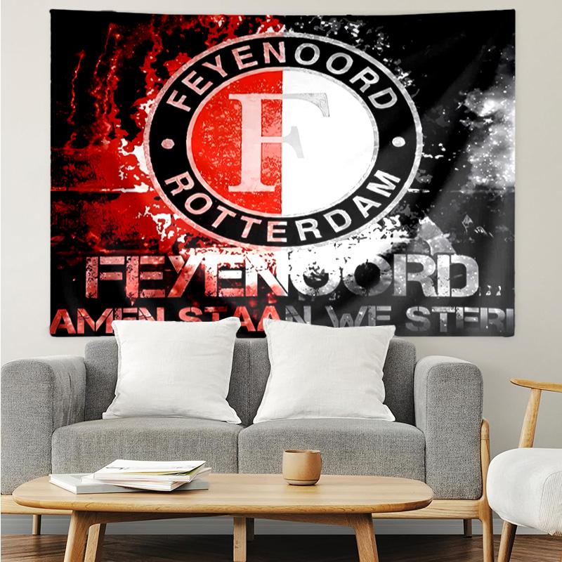 Feyenoord Rotterdam logo Tapestry for Bedroom Aesthetic Classroom Tapestries Wall Hanging for Living Room Dorm Office,Ideal Creative Gift
