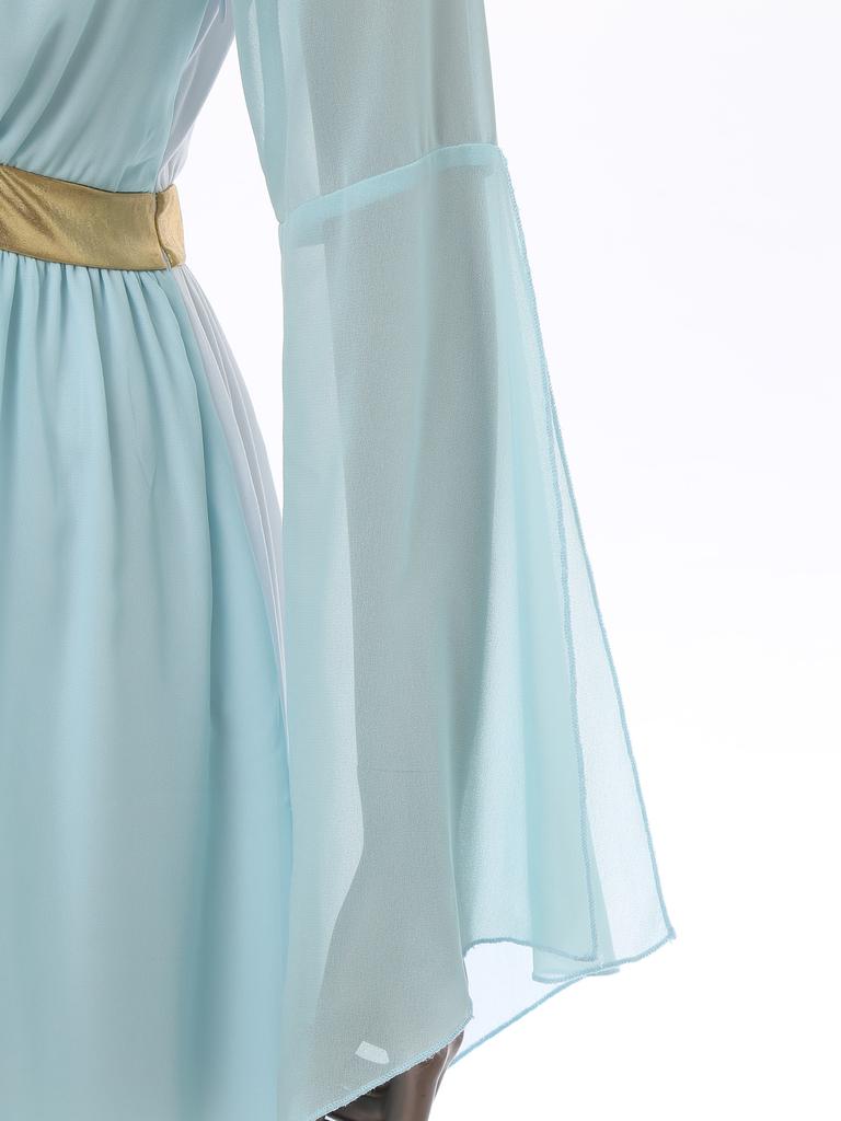 Женский греческий костюм Римская королева принцесса Древняя тога платье V-образный вырез длинный рукав контрастный маскарадный костюм