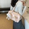 Shoulder Bag for Women Lightweight PU Handbag with Cloud Charm & Bow Front Pocket Large Capacity Zipper for Daily Commute
