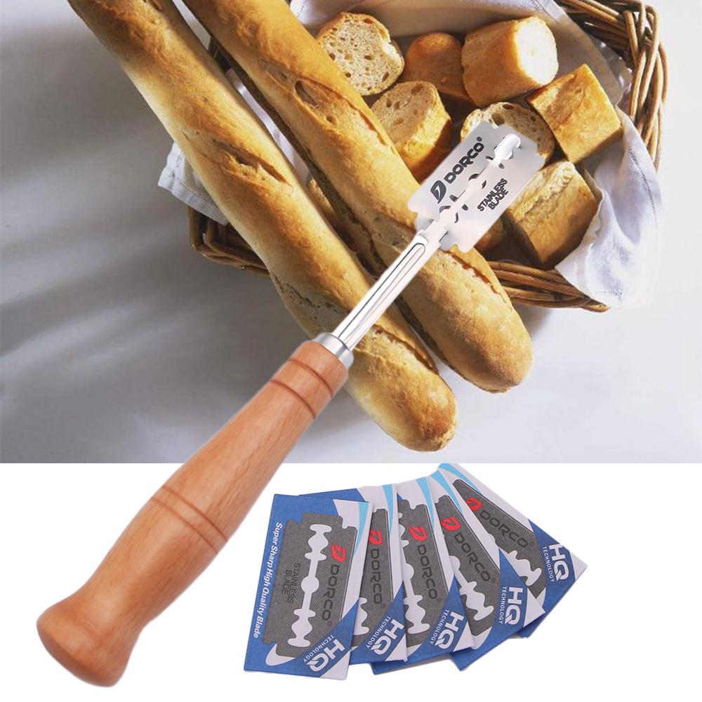 With 5pcs Replacement Blades Arc Curved Dough Slicer Bread Lame Cutter Toast Knife Baking Tools