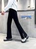 Girls' Black Bell Bottom Pants - Spring/Autumn 2025 Korean Style Fashion for Kids