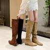 Версия из овчины ретро ботинки на внутренней платформе длинные сапоги женские сапоги с голенищем французский темперамент тонкие плиссированные высокие сапоги-ботфорты