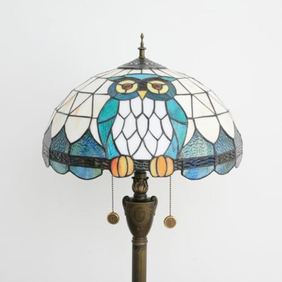 Напольная лампа Tiffany Сова Животное Лампа из витражного стекла для гостиной спальни офиса Яркое освещение Декор для деревенского уголка Напольная Ta